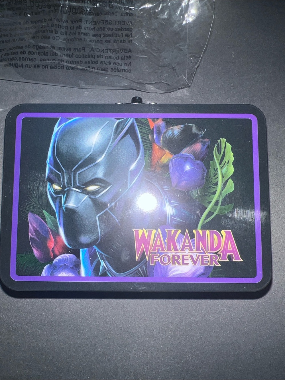 Black Panther "Wakanda Forever" Graphic Clutch - Black & Purple